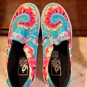 Vans Blue and Pink Tie-Dye Sneakers with Canvas Upper